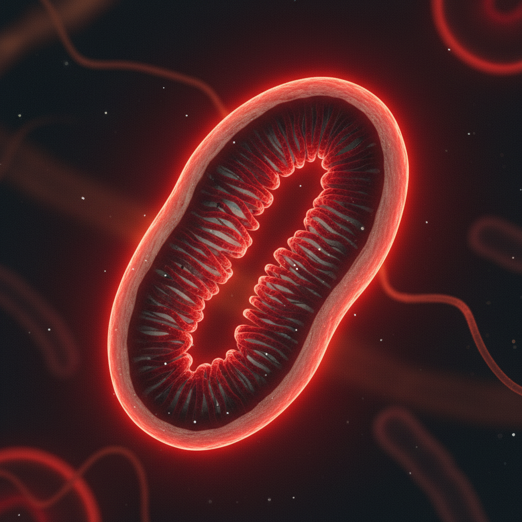 Illustration of a mitochondrion, the cell's power plant.