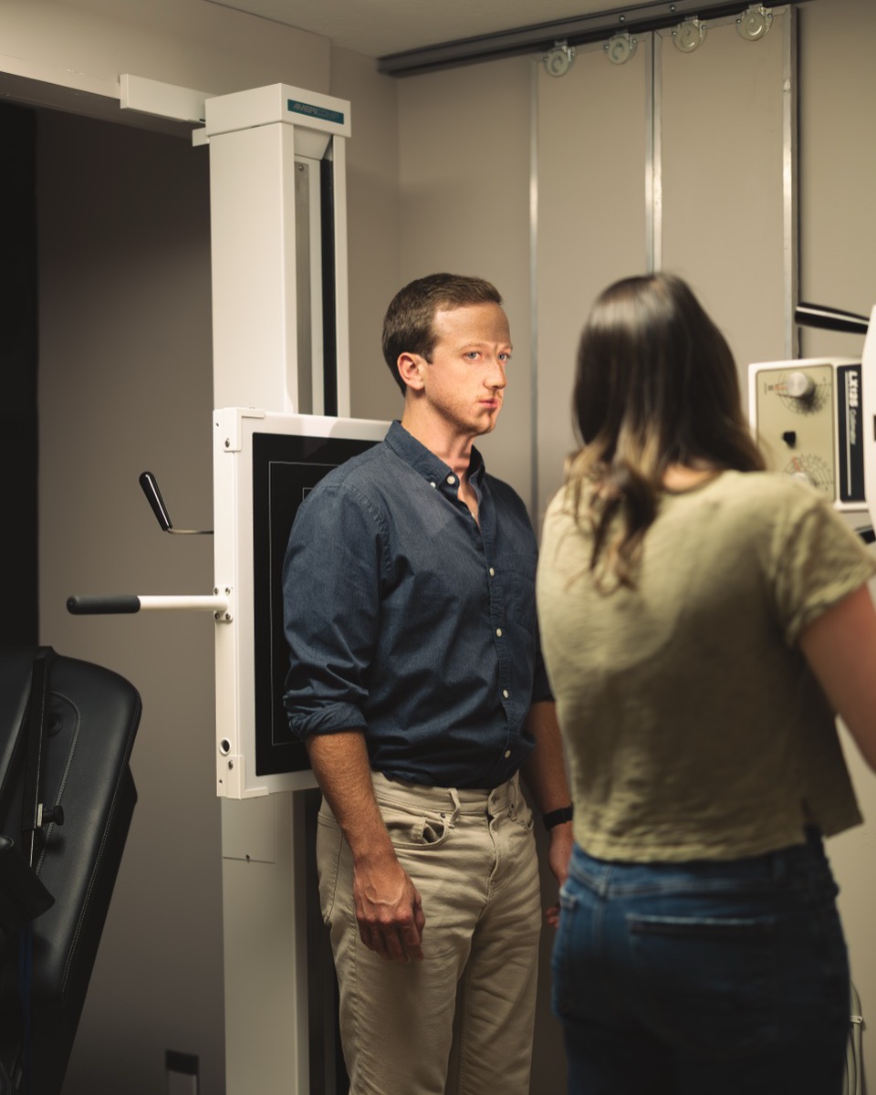 A patient positioned at the digital X-ray booth at Radius